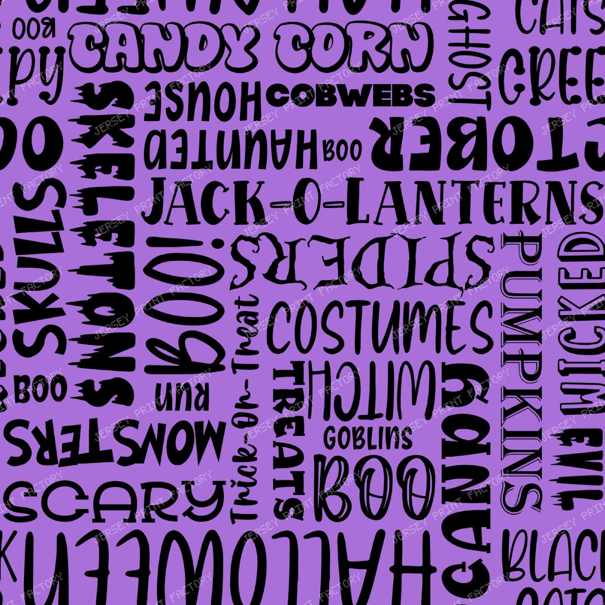 Halloween Word Cloud Sayings Black On Purple