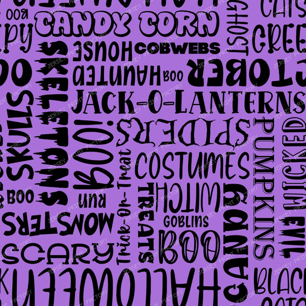 Halloween Word Cloud Sayings Black On Purple