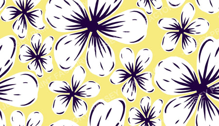 Boho Mid Century Hibiscus Flowers in Yellow