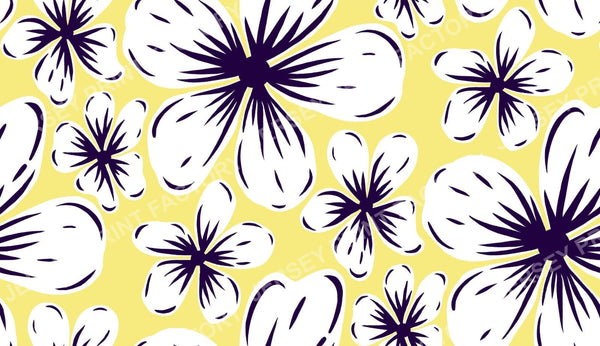 Boho Mid Century Hibiscus Flowers in Yellow