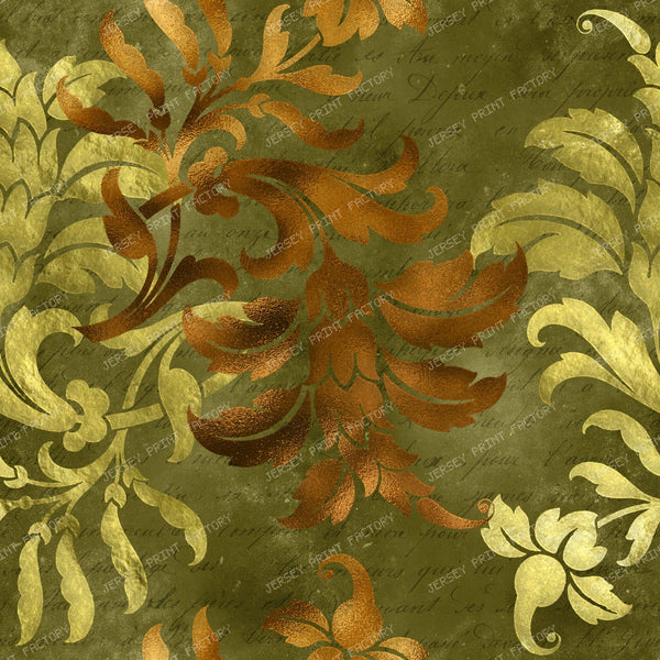 Gold and Brass Color Damask Victorian Aesthetic  Baroque Ornate Pattern