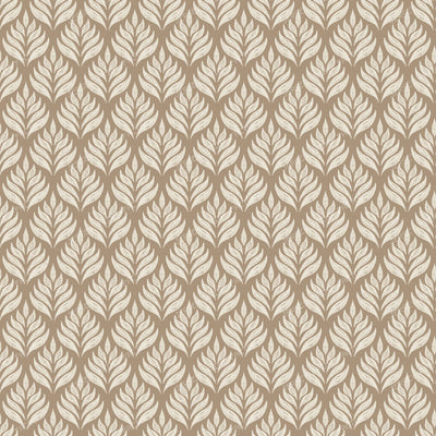 Botanical Cottagecore Block Print Leaves - Sage Green — Warm Taupe Beige
