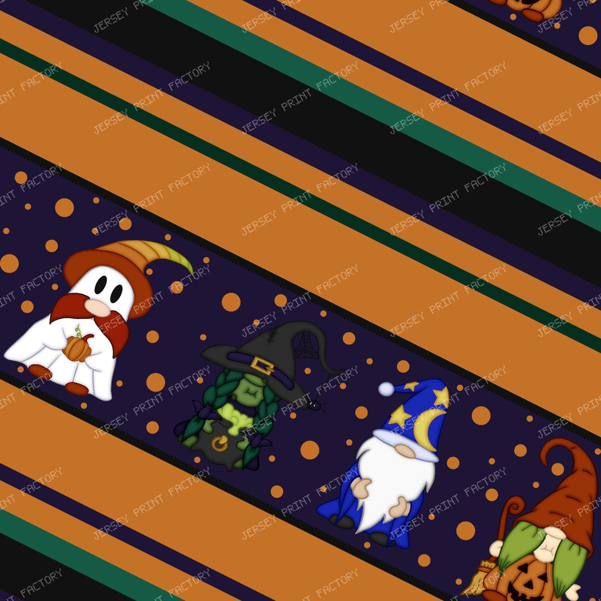 Gnome-o-Ween Stripes (Small) — Orange on Purple