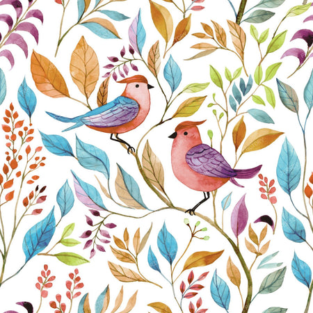 2026 PJP 100 — 65 A rainbow inspired folk art bird print - White