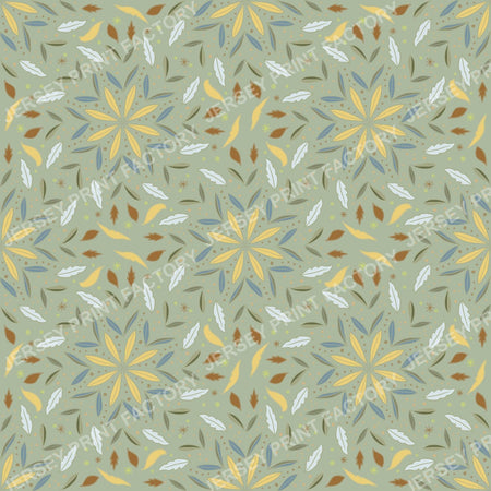 Scattered Leaf Medallion Pattern - sage