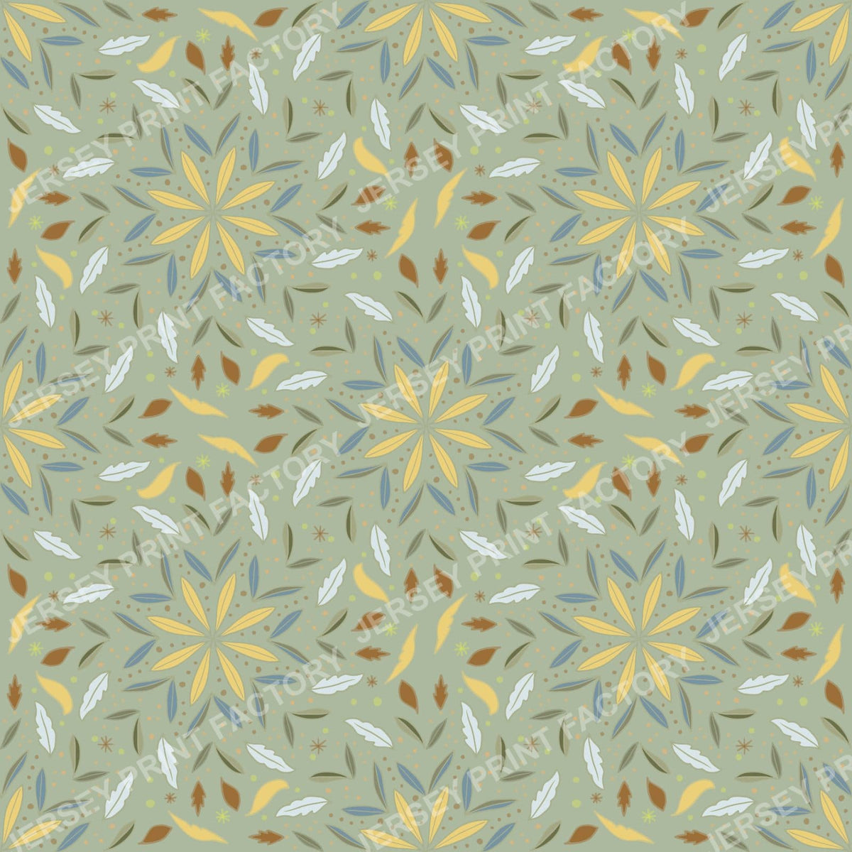Scattered Leaf Medallion Pattern - sage