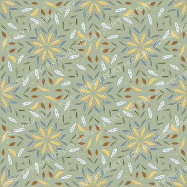 Scattered Leaf Medallion Pattern - sage