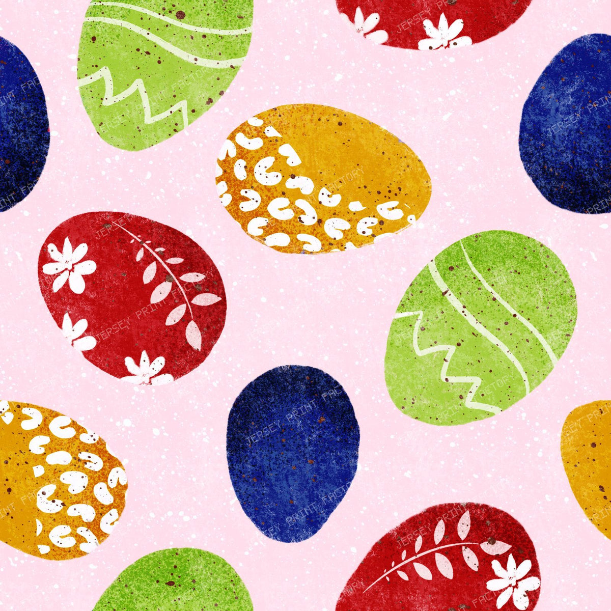 Patterned Easter Eggs in Bright Primary Colours Red Blue Yellow on Cream — Bright eggs on pink