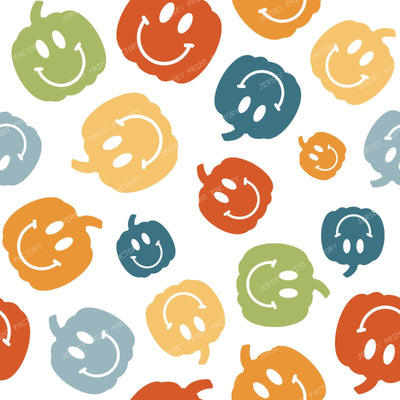 Friendly Happy Face Halloween Pumpkins White
