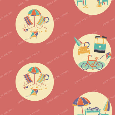 Vintage Alexandria Summer Beach Icon Scenes (M) — Raspberry
