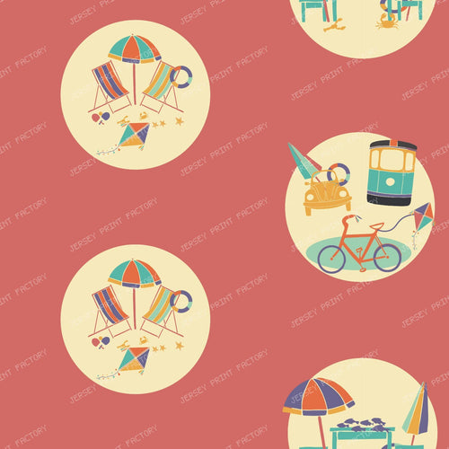 Vintage Alexandria Summer Beach Icon Scenes (M) — Raspberry