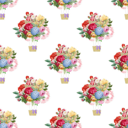 Colorful Flowers, Roses, Hydrangeas, Hot Air Balloon, Coquette Bow