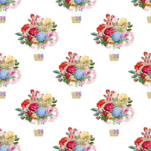 Colorful Flowers, Roses, Hydrangeas, Hot Air Balloon, Coquette Bow