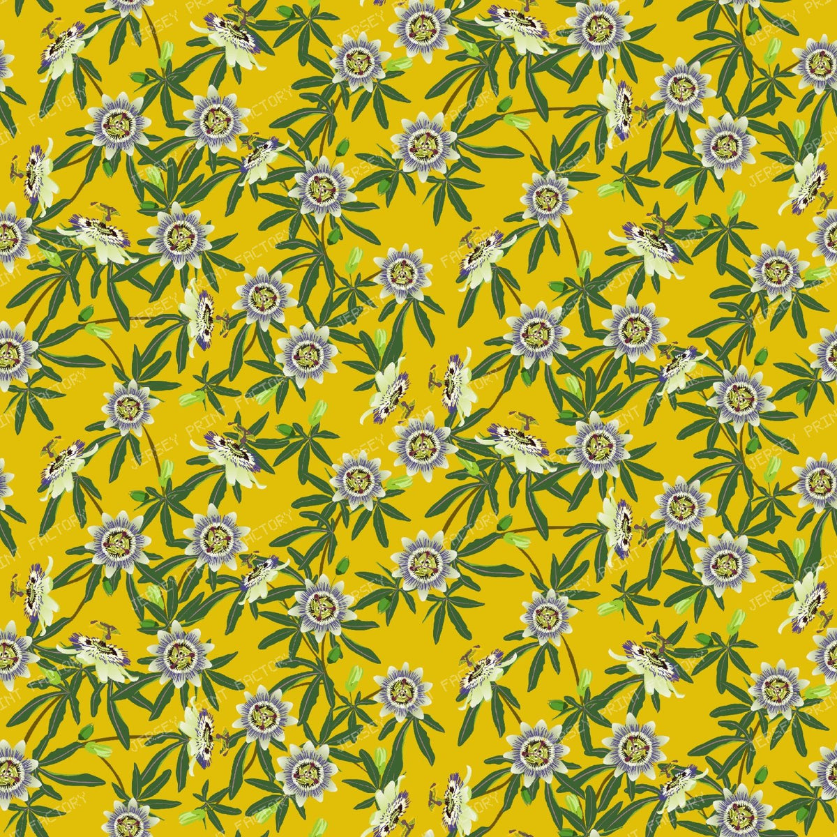 Passion Flower on Dark Yellow