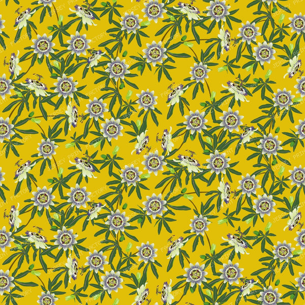 Passion Flower on Dark Yellow