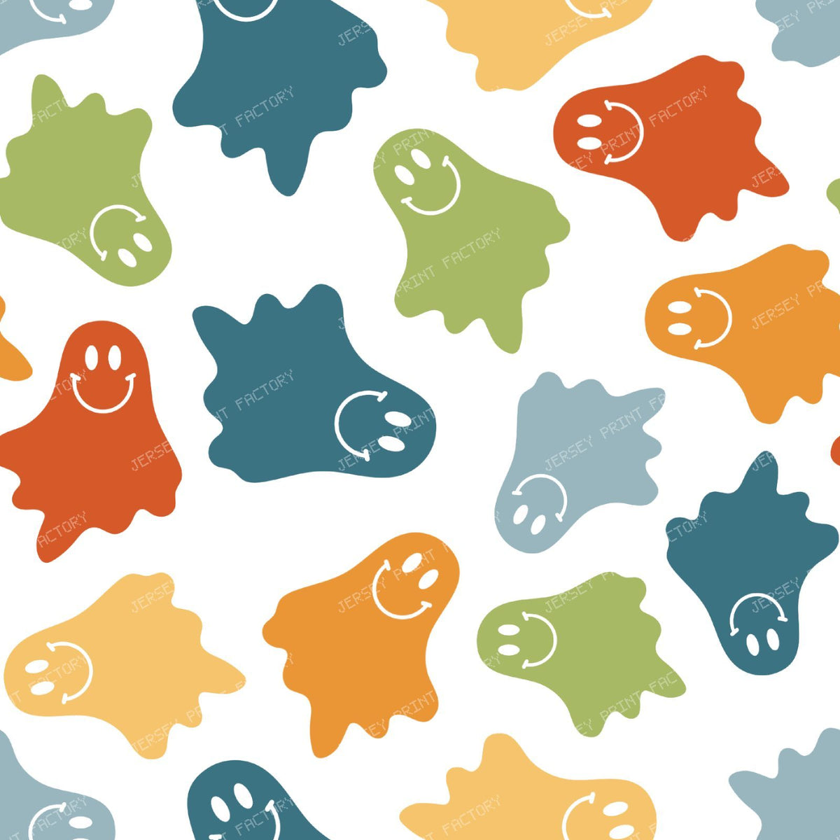 Friendly Happy Face Halloween Ghosts White
