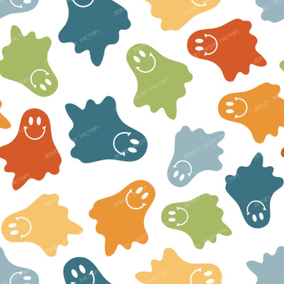 Friendly Happy Face Halloween Ghosts White