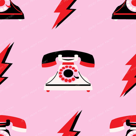 Ring Me Up — Retro Phones & Lightning on Pink