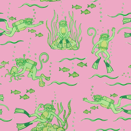 Scuba To Bermuda in Green on Peony Beach Pink