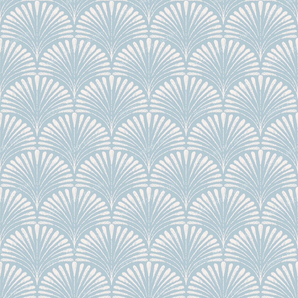Eloise   Hand Drawn Scallop   Small   Cream & Blue — Blue & Cream