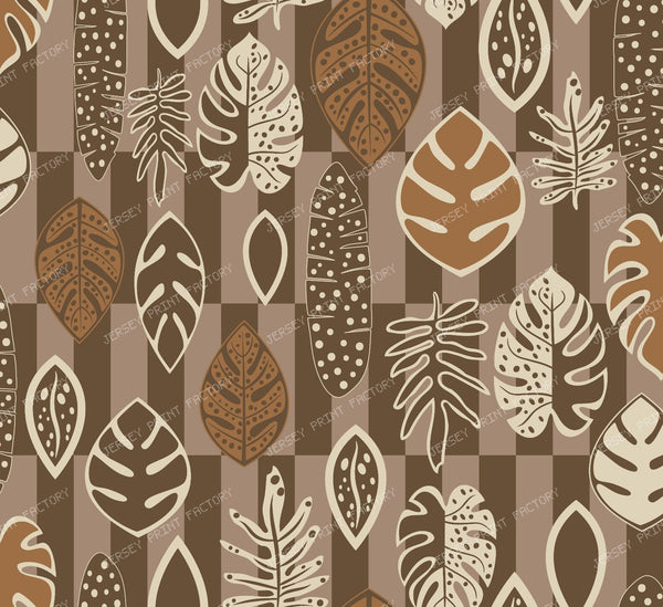 Tropical leaves on windowpane tile — Brown,Taupe