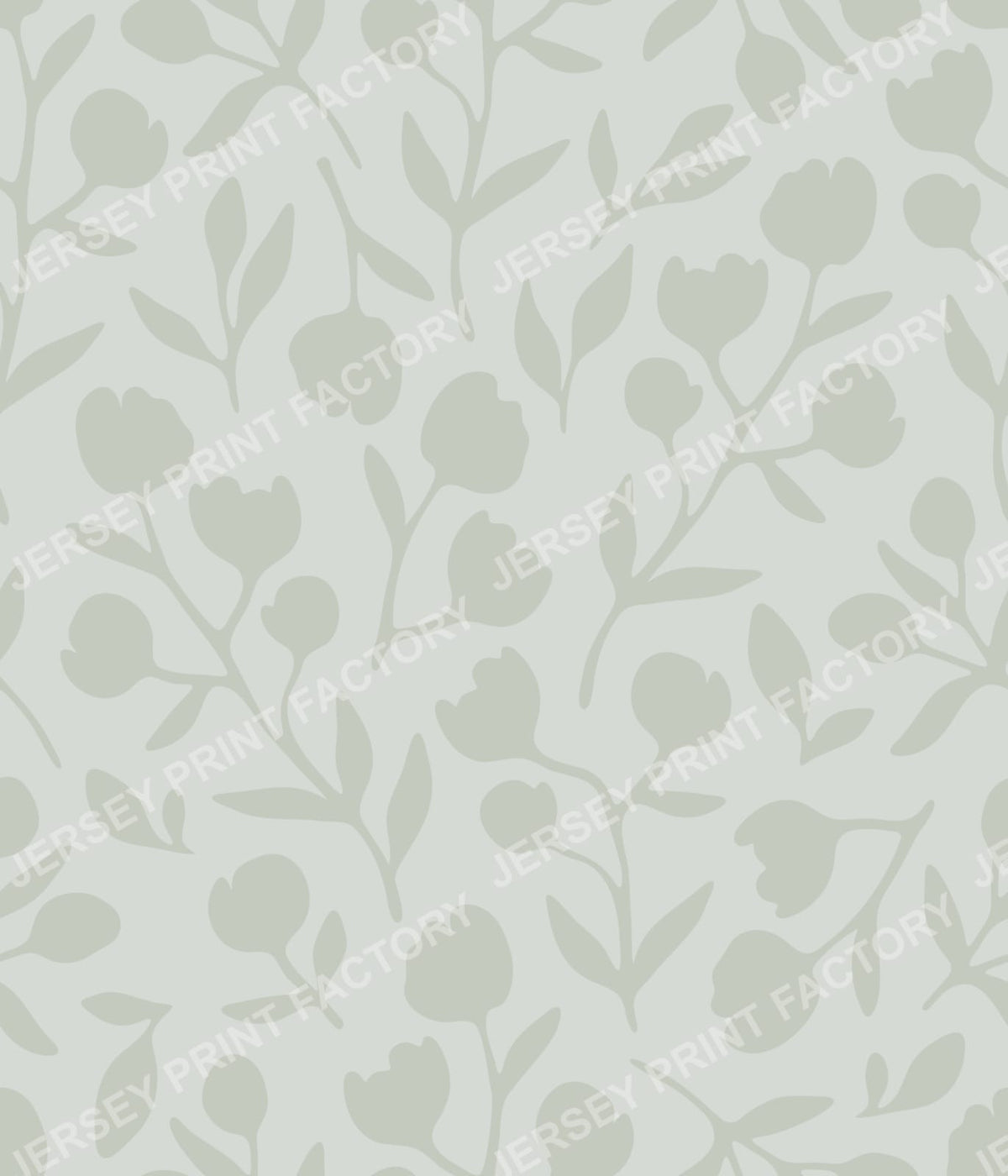 Fleurline - Modern Vintage Floral Silhouette - Eucalyptus Green