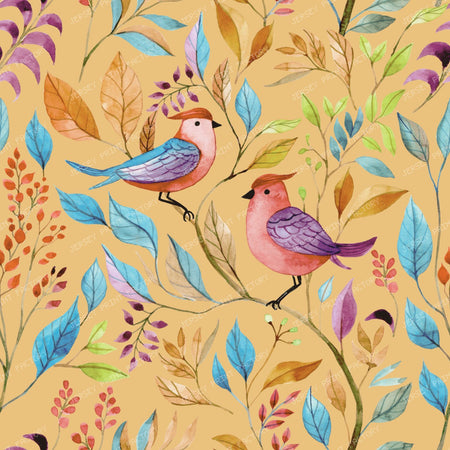 2026 PJP 100 — 61 A rainbow inspired folk art bird print - Yellow