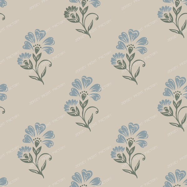 Beatrice   3 Colour Block Print Floral   Beige Blue & Green