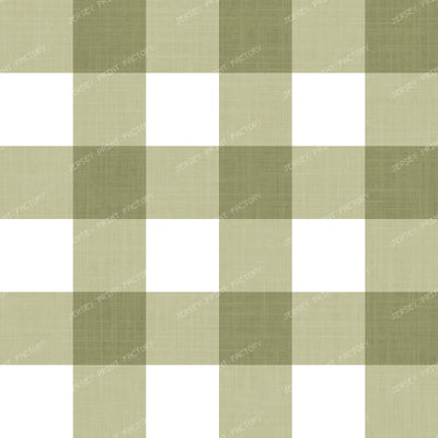 Gingham Check Linen Look - Classic Country Cottage - Cocoa Brown & White — Olive Green and White