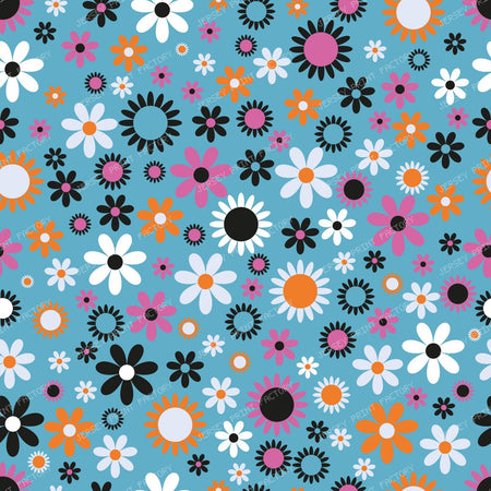 Colorful Flowers, Retro Flowers, Floral Pattern — Colorful 27