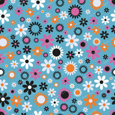 Colorful Flowers, Retro Flowers, Floral Pattern — Colorful 27