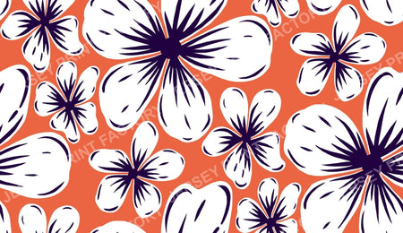 Boho Mid Century Hibiscus Flowers in Orange