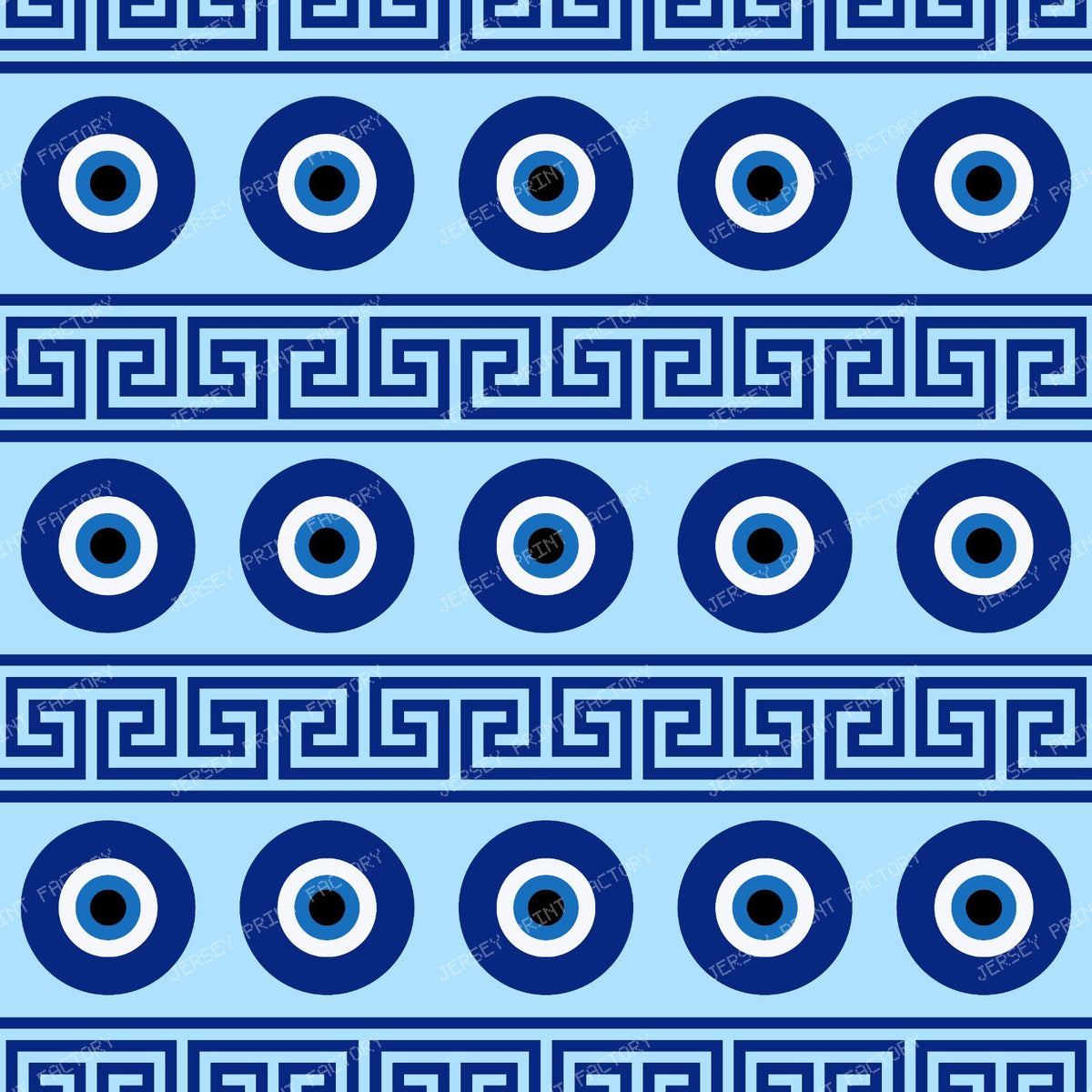 Evil Eye Pattern, Turkish Eye, Mati, Nazar, Meander Key — Blue 3