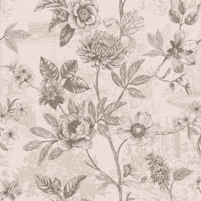 Country Roses Floral Vines Pen and Ink French Provincial - Soft Ivory
