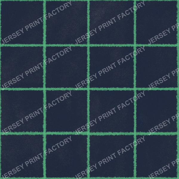 Neon Green Chalk Grid Lines on Navy Blue - Squares, Check