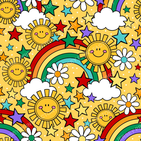 Sunshine And Rainbows Happy Sky Doodles Yellow