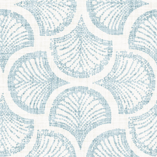 Dove Grey Blue Scallop Arch Geometric — Blue Block Print Scallop Fan- Coastal