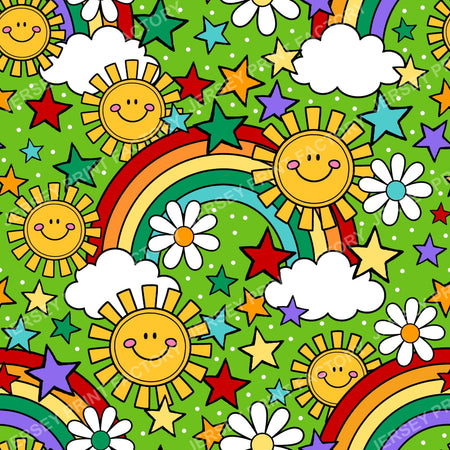 Sunshine And Rainbows Happy Sky Doodles Lime