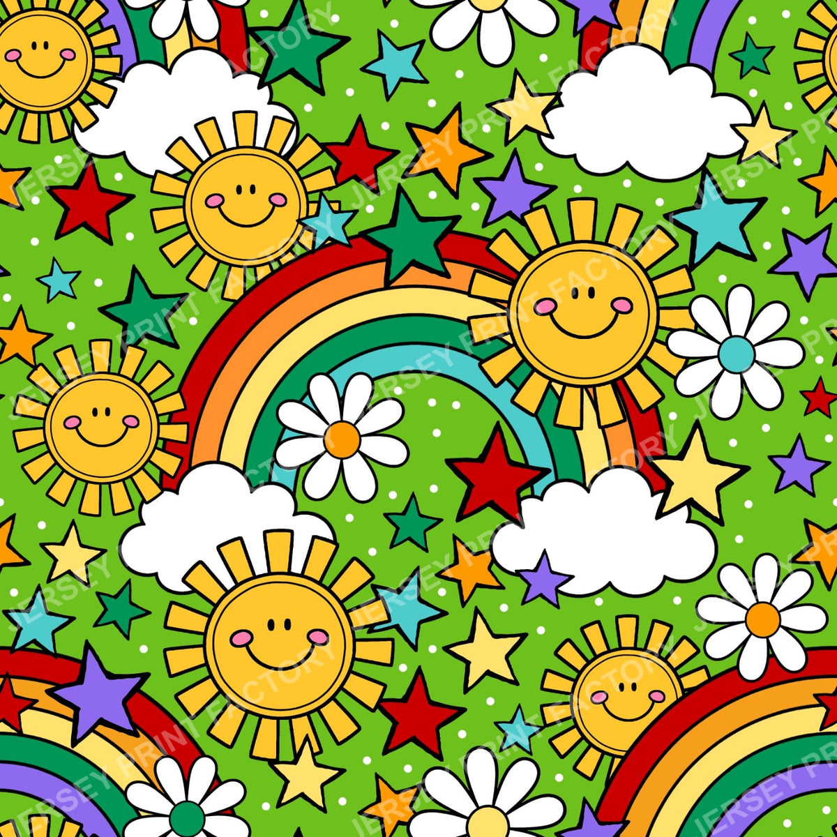 Sunshine And Rainbows Happy Sky Doodles Lime