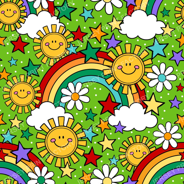Sunshine And Rainbows Happy Sky Doodles Lime