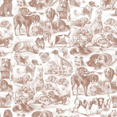 100 Cute Dog Breed Kennel Black and White Toile Pattern for Dog Lovers — Mocha Mousse Brown