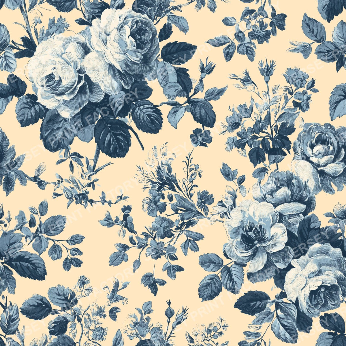 Chinoiserie Rose Garden Botanical Toile