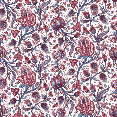 Indian Trailing Floral - Blue and Pink