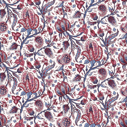 Indian Trailing Floral - Blue and Pink