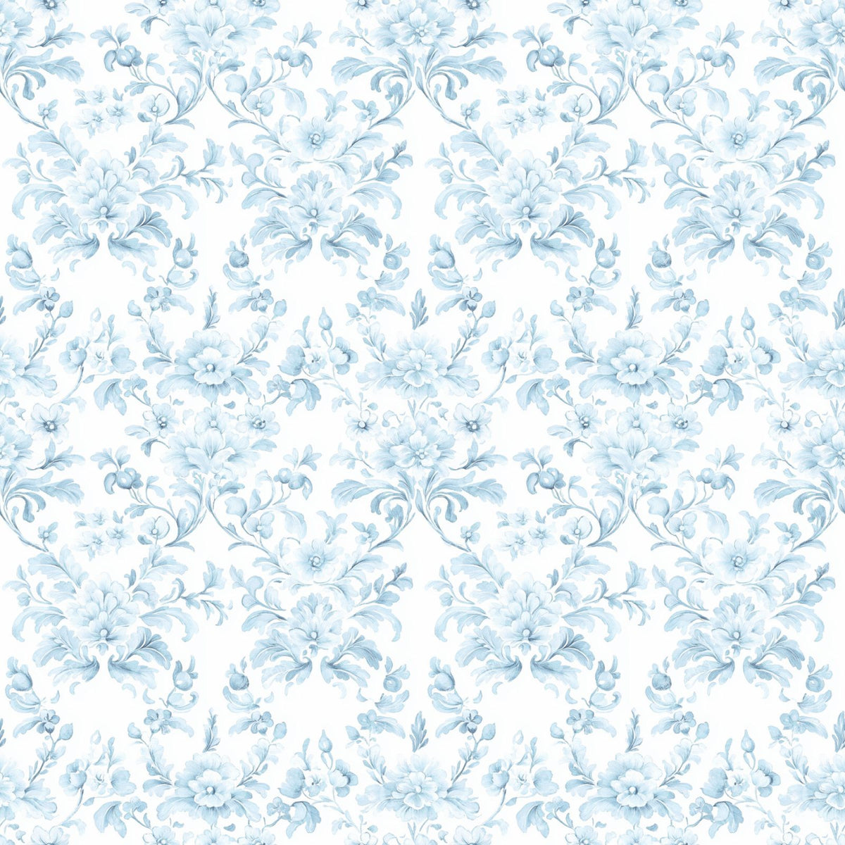 Blue Damask, Floral Damask, French Damask, Blue Flowers