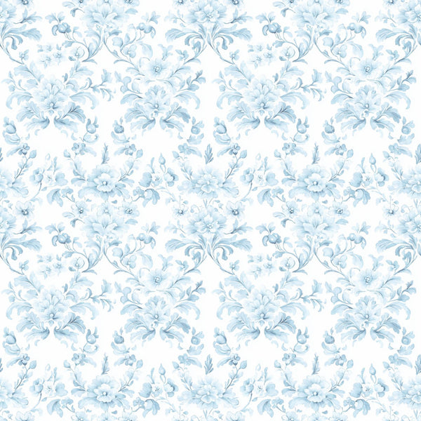 Blue Damask, Floral Damask, French Damask, Blue Flowers