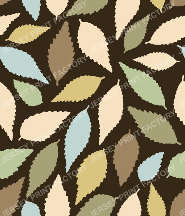 Scattered Leaves - Blue Green and Brown