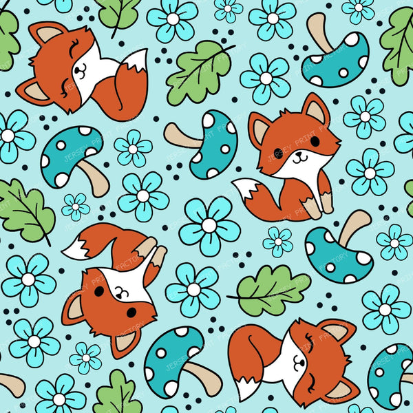 Cute Fall Fox Friends in Aqua Blue
