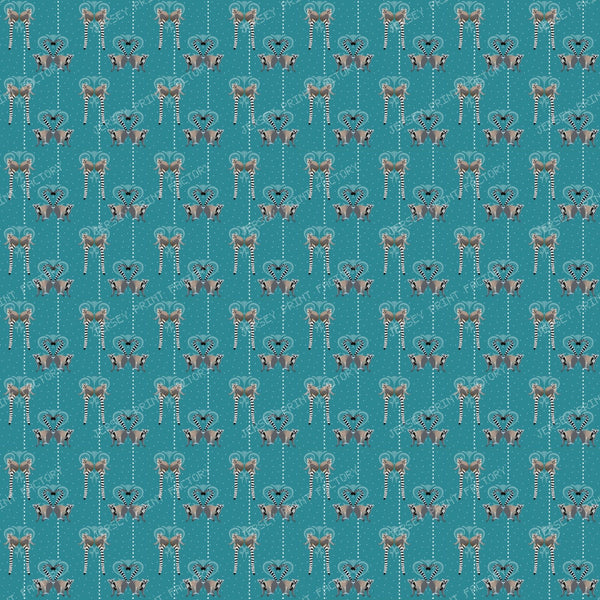 Lemurs in Love on Teal Rain