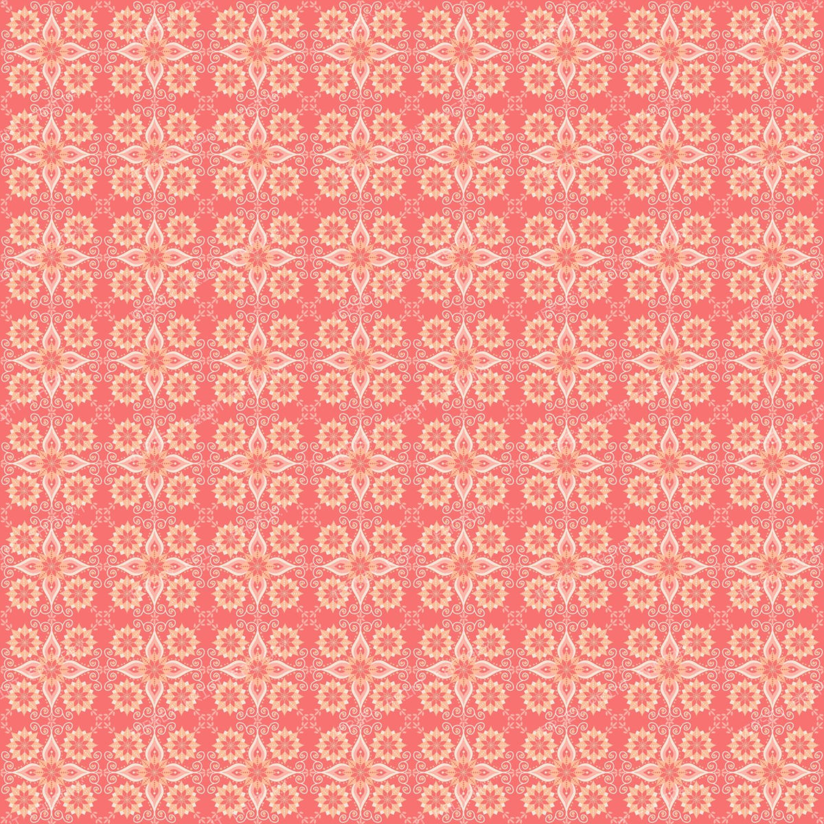 Coral Geometric Repeating Pattern